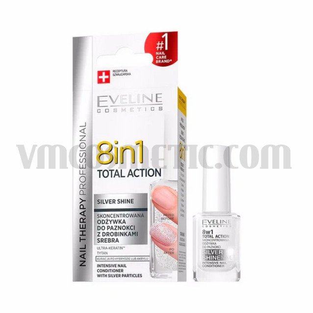 Eveline Балсам за нокти 8 в 1 със сребърни частици Eveline Балсам за нокти 8 в 1 със сребърни частици