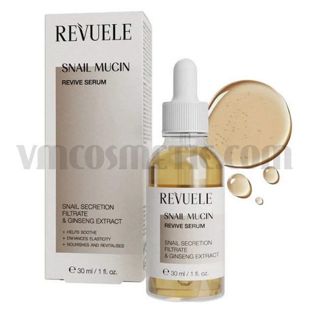 Revuele Snail Mucin Хидратиращ серум за лице с охлювен екстракт,женшен и хиалурон Revuele Snail Mucin Хидратиращ серум за лице с охлювен екстракт,женшен и хиалурон