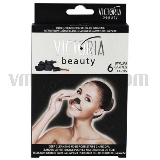 Victoria beauty Дълбоко почистващи ленти за нос с активен въглен 6 бр