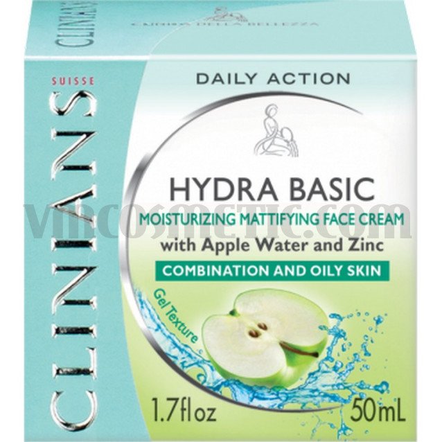 Clinians HYDRA активен овлажняващ крем с ябълкова вода и цинк за нормална и комбинирана кожа