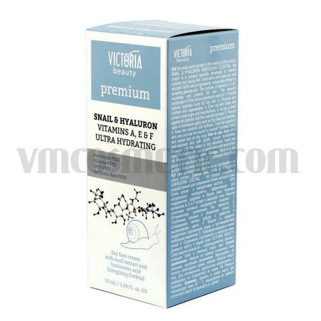 Victoria Beauty Хидратиращ дневен крем 25+ с охлюв, хиалурон и витамини А, Е и F  50 мл.