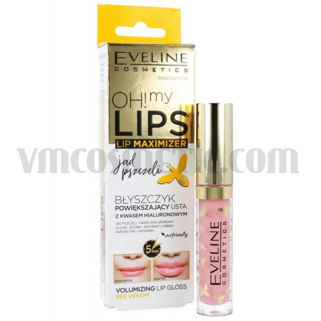 Гланц за уголемяване на устните с пчелна отрова Eveline OH! My Lips Lip Maximizer Bee Venom