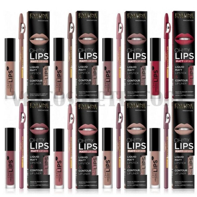 Течно матово червило и молив за устни Eveline OH! My Lips Matt Lip Kit