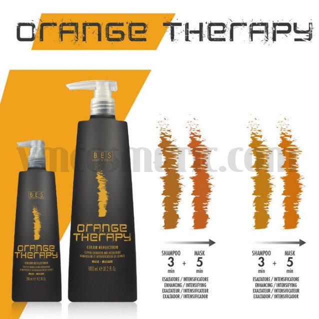 Оцветяващат шампоан с тониращо действие в оранжево-меден цвят BES Orange Therapy