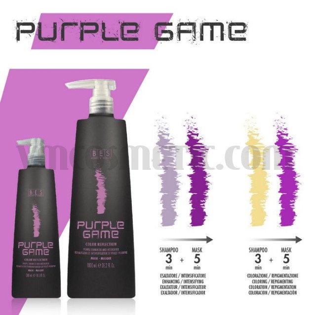 Оцветяващ шампоан с тонизиращо действие в пурпурно розов цвят BES Purple Game