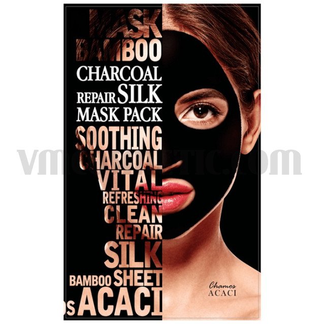 Почистваща маска с бамбуков въглен и пептиди Chamos Acaci Charcoal Repair Silk Mask