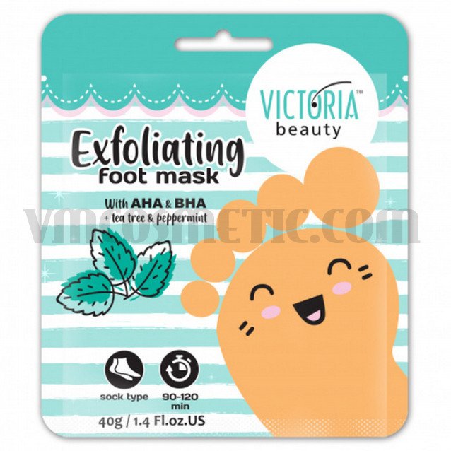 Victoria Beauty Екфолиращи чорапи с чаено дърво, мента и AHA млечна киселина Victoria Beauty Екфолиращи чорапи с чаено дърво, мента и AHA млечна киселина
