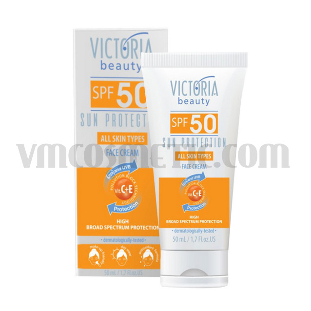 Victoria Beauty Слънцезащитен крем за лице SPF50 с витамин A+E