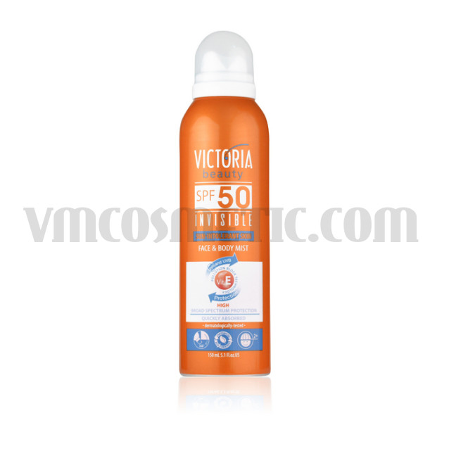 Victoria Beauty Слънцезащитен спрей за лице и тяло SPF50 с витамин E
