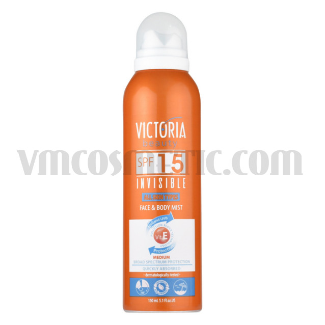 Victoria Beauty Слънцезащитен спрей за лице и тяло SPF15 с витамин E